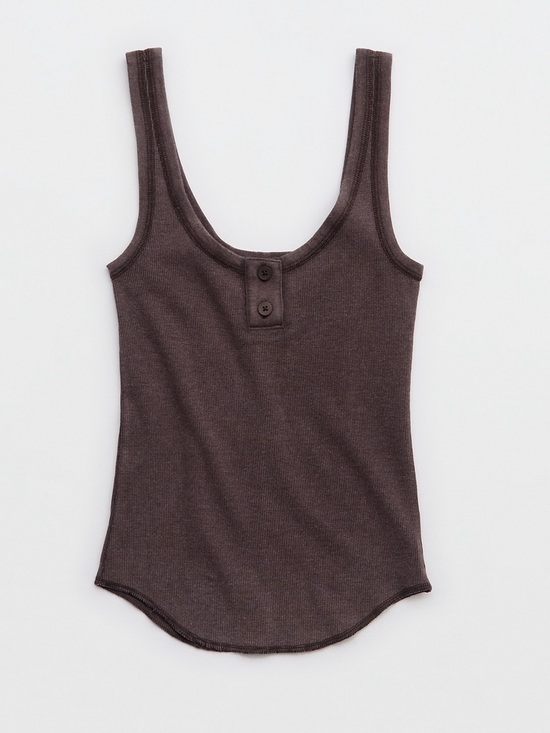 aerie Tops - Aerie Ribbed Henley Tank Top